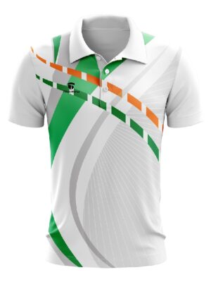 Badminton Polo Jersey for Men Short Sleeve Dry Fit Sports T Shirts - White Green Color