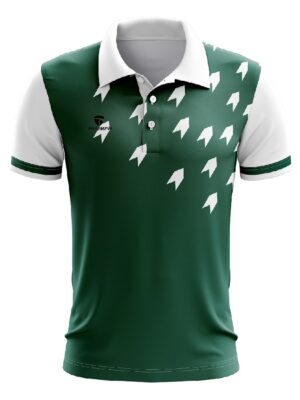 Badminton T-Shirts for Men Printed Collared Sports Jersey Dark Green Color