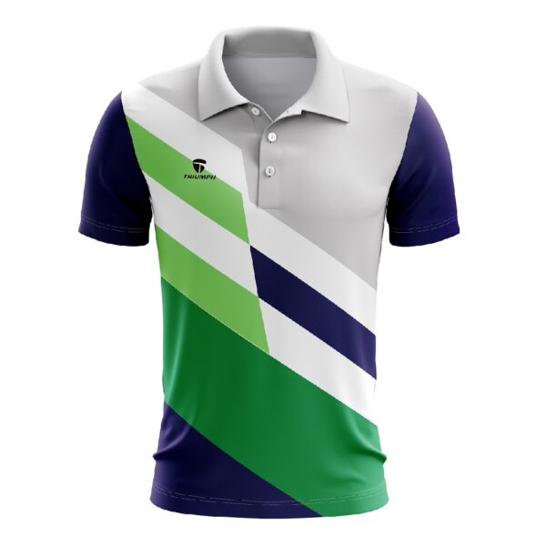 Men's Regular Fit Badminton Polo T-Shirts | Collared Sports Jersey - Grey Blue Color