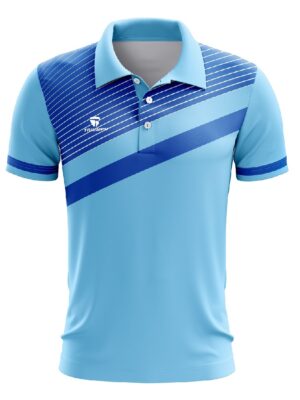 Badminton Polo Tshirts | Men's Regular Fit Polo Neck Sports Jersey - Sky Blue Color