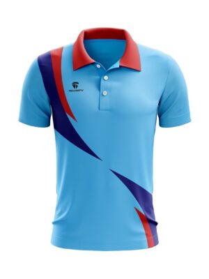 Cricket T Shirts Training for Men | Custom Clothing Sky Blue, Red & Navy Blue Color