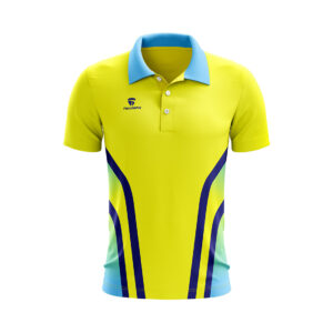Cricket Tournament Jersey Cricket Printed T-shirt for Men Yellow & Blue Color
