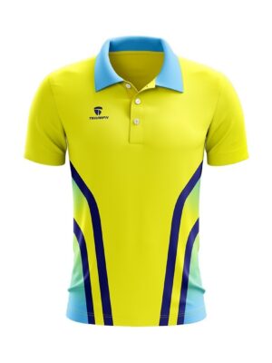 Cricket Tournament Jersey Cricket Printed T-shirt for Men Yellow & Blue Color