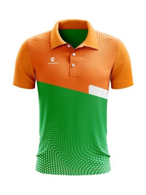 Sublimated Cricket Team Jersey Cricket T-shirt for Men Green & Orange Color