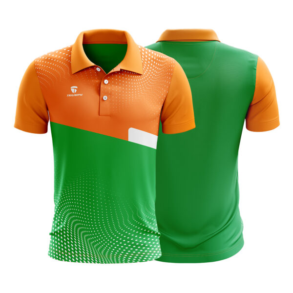 Sublimated Cricket Team Jersey Cricket T-shirt for Men Green & Orange Color