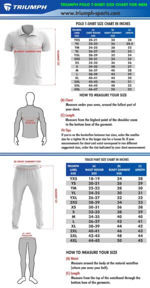 Cricket Uniform Size Chart for Men