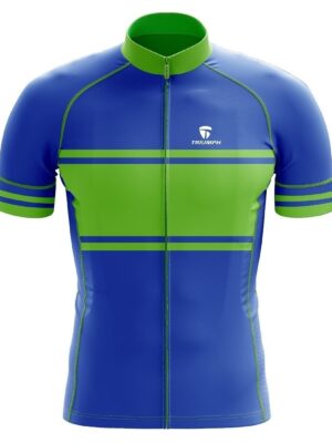 Personalized Cycling Jerseys for Men with Name & Number Blue & Green Color