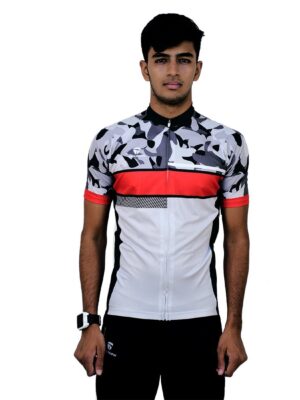Cycling Team Jersey for Men White, Red & Black Color