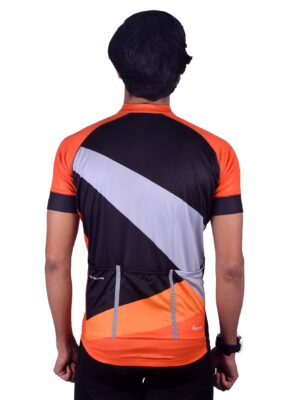 Personalized Cycling Jersey for Men with Name Number Logo Black, Orange & White Color