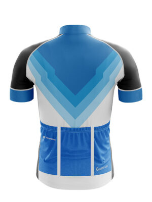 Professional Printed Cycling Jersey White, Blue & Black Color