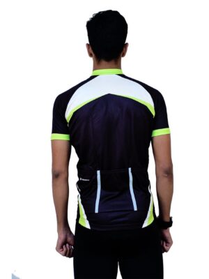 Professional Mens Cycling Jersey Black, White & Green Color