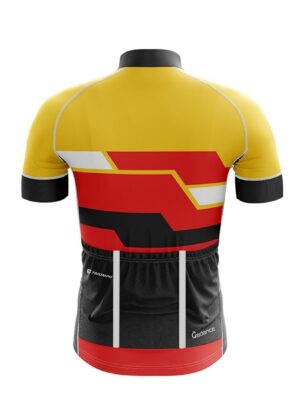 Custom Cycling Apparel | Printed Bicycle Jersey for Cyclist Red, Yellow, Black & White Color
