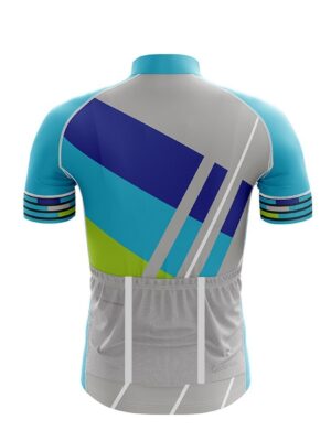Professional Printed Road Cycling Jersey for Men Grey & Blue Color
