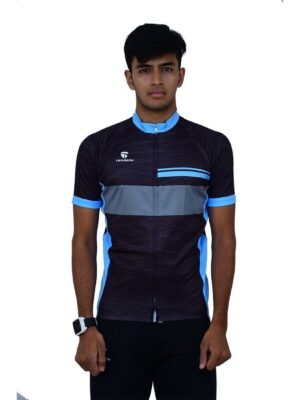Long Ride Bicycle Jersey for Men | Custom Cycling Clothes Black & Blue Color