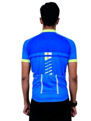 Customized Mens Road Ride Cycling Jersey Blue & Green Color