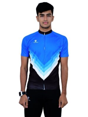Sublimated Lightweight Cycling Jersey for Men Black, Blue & White Color