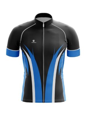 Half Sleeve Customized Cycling Jersey for Men Black, Blue & White Color