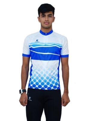 Road Cycling Jersey for Men | Custom Sportswear White & Blue Color