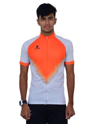 Men Cycling Jerseys | Customized Cycling Top Uppers for Cyclist Grey & Orange Color