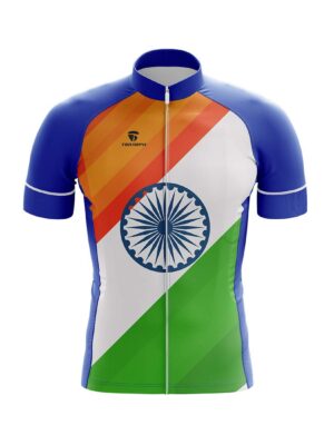 India Flag Printed Cycling Jersey Tri Color Cycling Clothes Indian Flag Color
