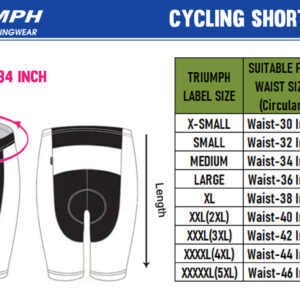 Cycling Shorts Size Chart for MEN