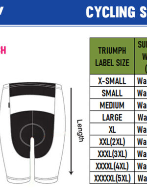 Cycling Shorts Size Chart for MEN