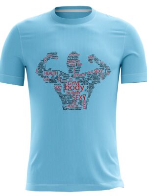 Yoga Gym Fitness Graphic T-shirt for Men Sky Blue Color