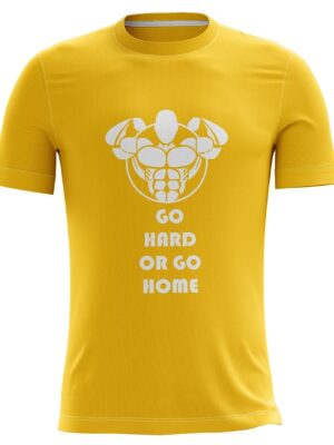 Men Dry Fit Gym Sports Slim Fit T-Shirt Yellow Color