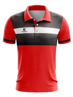 Men’s Performance Golf Short Sleeve Polo Shirt Tshirt Club Jersey Red