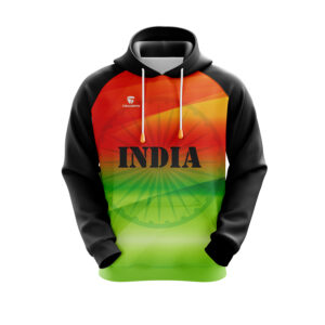 Indian Flag Printed Hooded Sweatshirt for Men