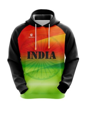 Indian Flag Printed Hooded Sweatshirt for Men