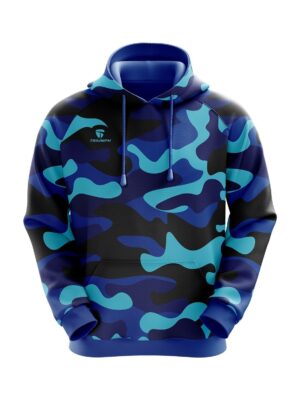 Camouflage Hoodie | Full Printed Blue Army Hoodies Camo Blue Color