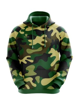 Camouflage Hoodie | Full Printed Green Army Hoodies Camo Green Color