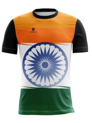Indian Flag Printed T Shirt for Men | India Jersey for Boy Indian Tri Black Color