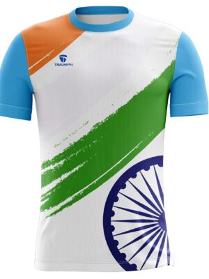 Trendy Indian Independence and Republic Day T-Shirts for Men Indian Tri White & Blue Color