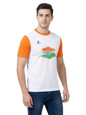 India Flag Printes White Orange T-shirt for Men Boys