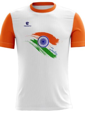 Show Your Patriotism : Indian Independence and Republic Day T-Shirts White & Orange Indian Tri Color