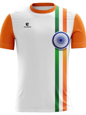 15th AUG Sublimated Casual Jersey for Boy / Men White & Orange Indian Tri Color