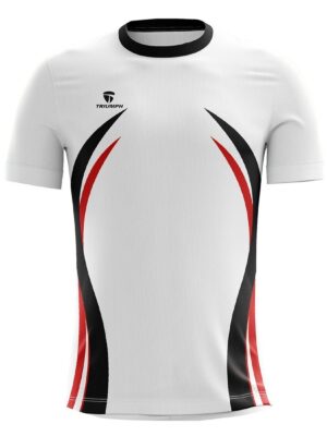 Kabaddi Jersey For Boys | Mens Sports T-Shirt White, Black & Red Color