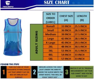 Men Running GYm Singlet Size Chart