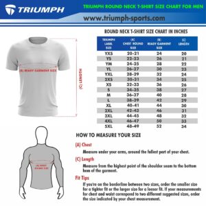 Round Neck T-shirts Size Chart for MEN