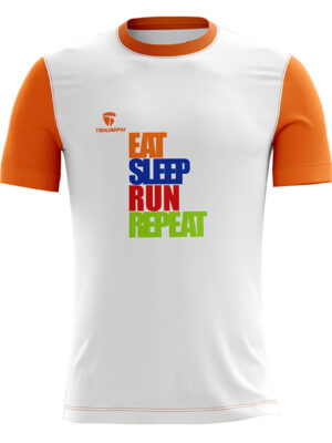 Men's Training / Workout / GYM T-shirt / Jersey White & Orange Color