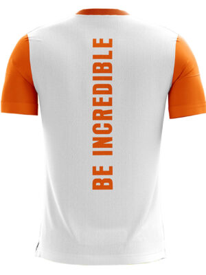 Men's Training / Workout / GYM T-shirt / Jersey White & Orange Color