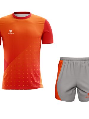 Running Jersey & Dri-Fit Short For Men | Custom Sportswear Orange & Grey Color