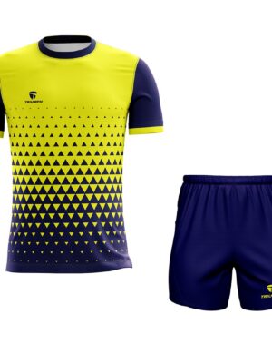 Gym Exercise Workout Tshirts & Dri-Fit Short For Men Yellow & Navy Blue Color