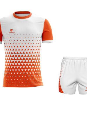 Mens Running GYM Jersey & Short | Custom Sports Tshirt White & Orange Color