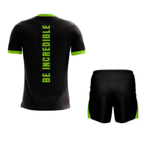 Mens Walking Activewear Sports Jersey & Short Black & Green Color