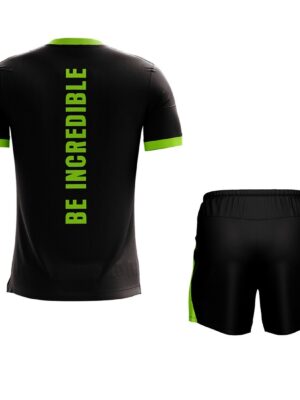 Mens Walking Activewear Sports Jersey & Short Black & Green Color