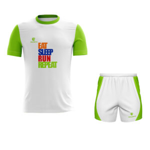 Men's Running Jersey & Short | Custom Running T Shirts White & Green Color