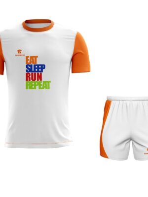 Running Jersey & Short For Men | Add Name & Number White & Orange Color